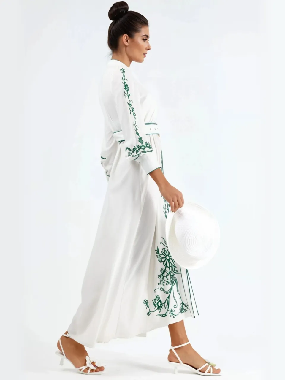 MSN Collection Bloemige Midi Hemdress met Ceintuur wit, foto 2