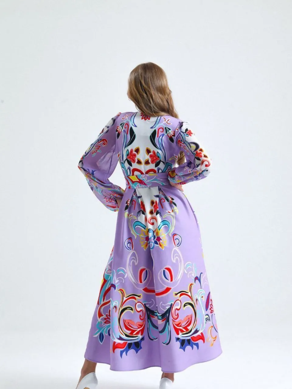 MSN Collection Florale Print Maxi A-Lijn Jurk paars, foto 2