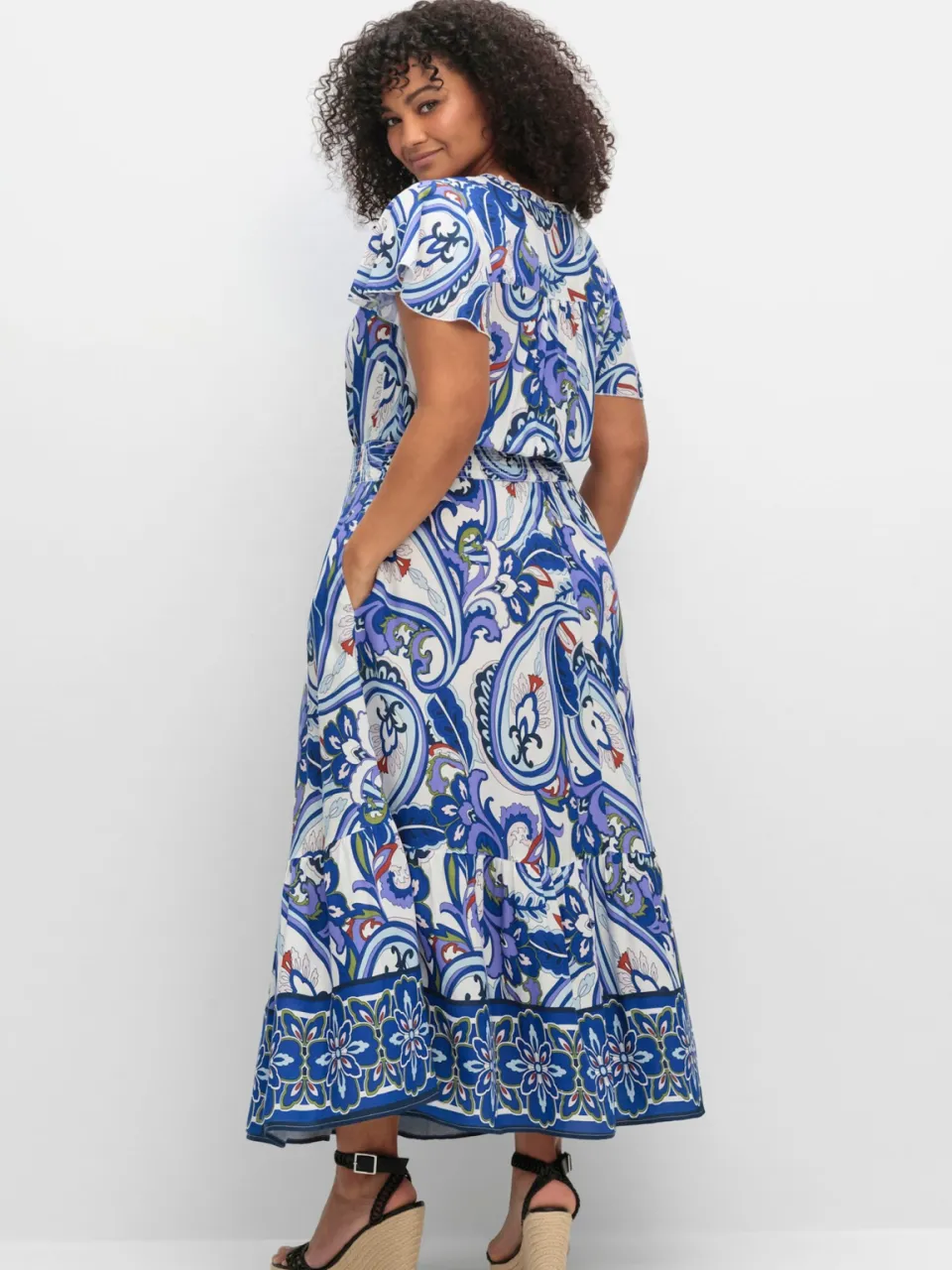Maxi-jurk offwhite gedessineerd