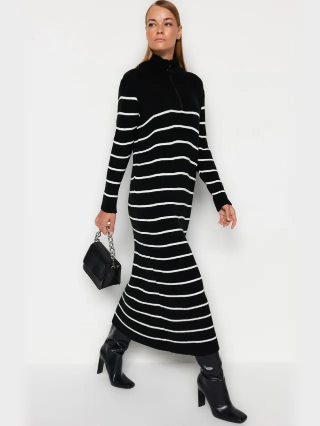 Trendyol Modest Dames Zwart Maxi Lang Casual A-lijn Modest Jurken
