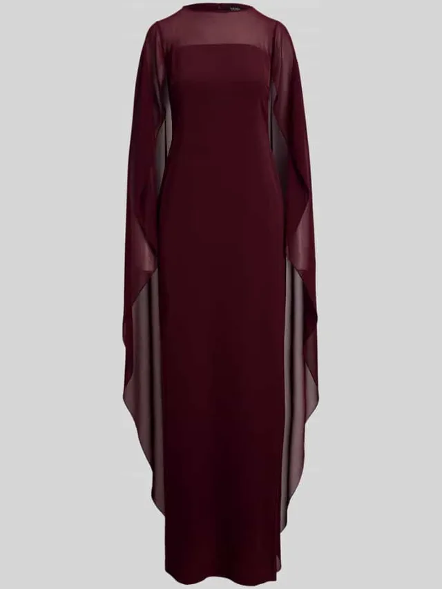 Lauren Ralph Lauren Vloeiende avondjurk met cape-detail bordeaux, foto 2