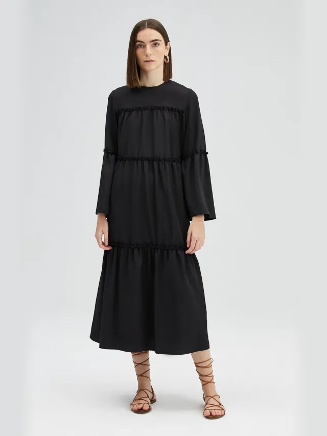TOUCHÉ PRIVÉ Jurk met rimpel-effect - Zwart - Dames