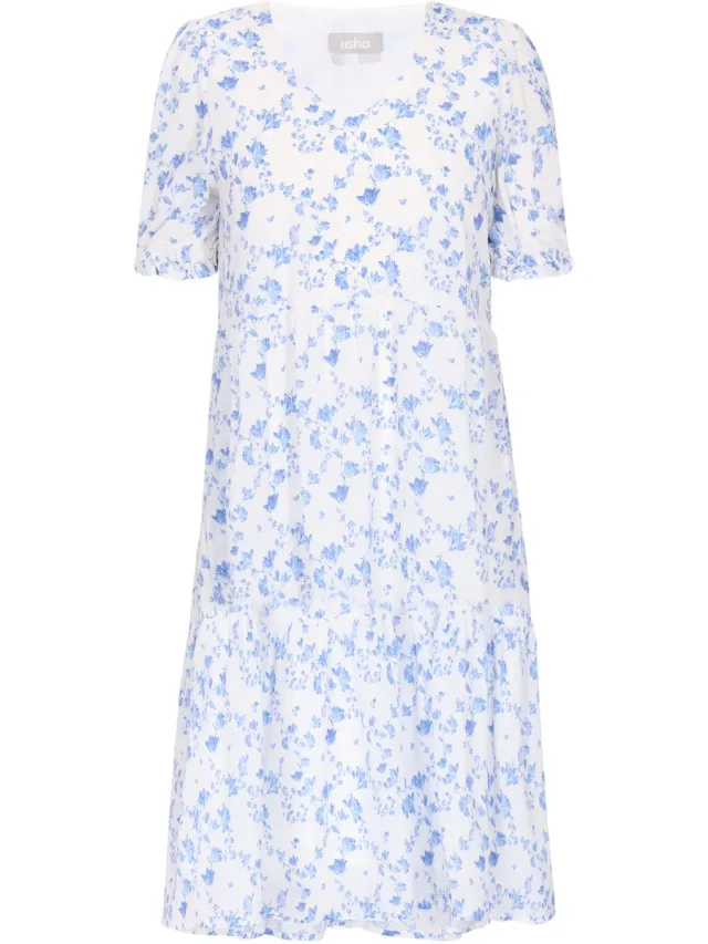 Usha Dress blue offwhite