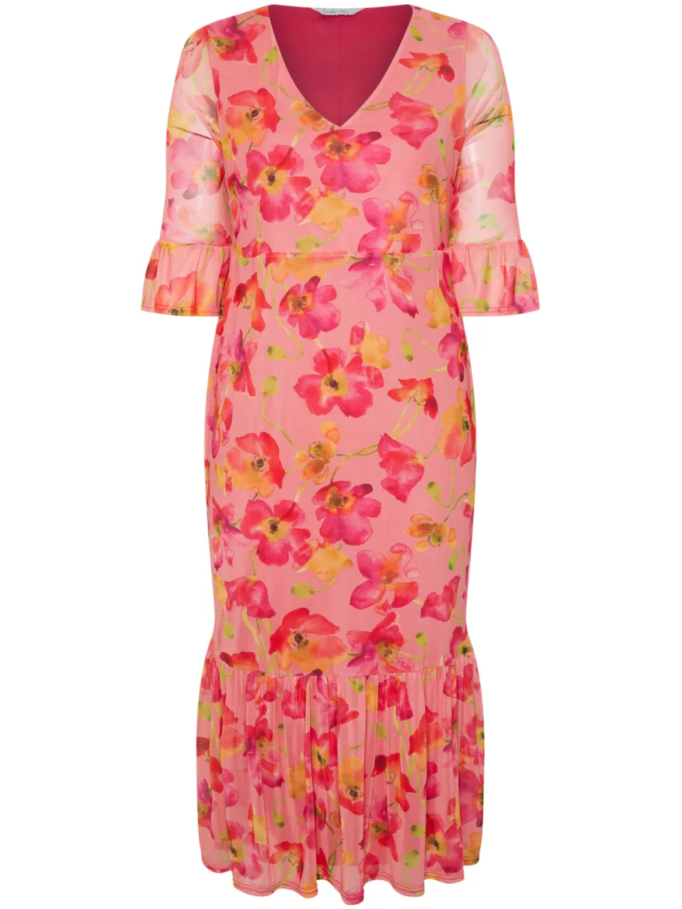 Yours London Roze Bloemen Mesh Gelaagde Jurk, foto 3