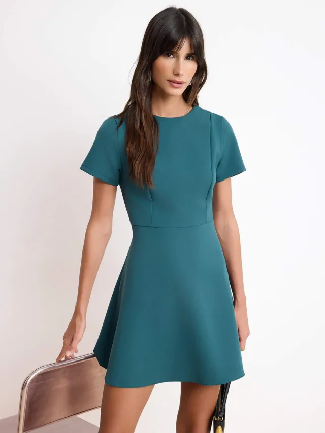 Trendyol TRENDYOLMİLLA Dames Groen Effen Kort / Mini Kort Skater Jurken