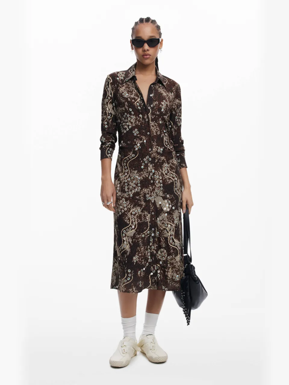 Desigual midi jurk bruin