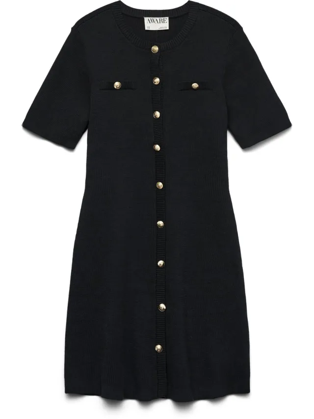 Vero Moda Curve Gebreide jurk AWCPICCO Korte jurk Black 1