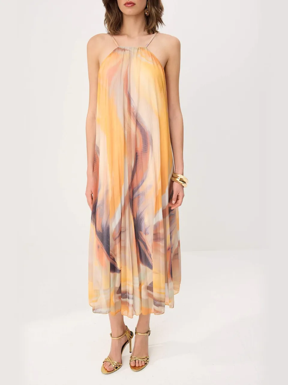 Trendyol TRENDYOLMİLLA Dames Meerkleurig Abstract Maxi Mouwloos A-lijn Jurken veelkleurig, foto 2