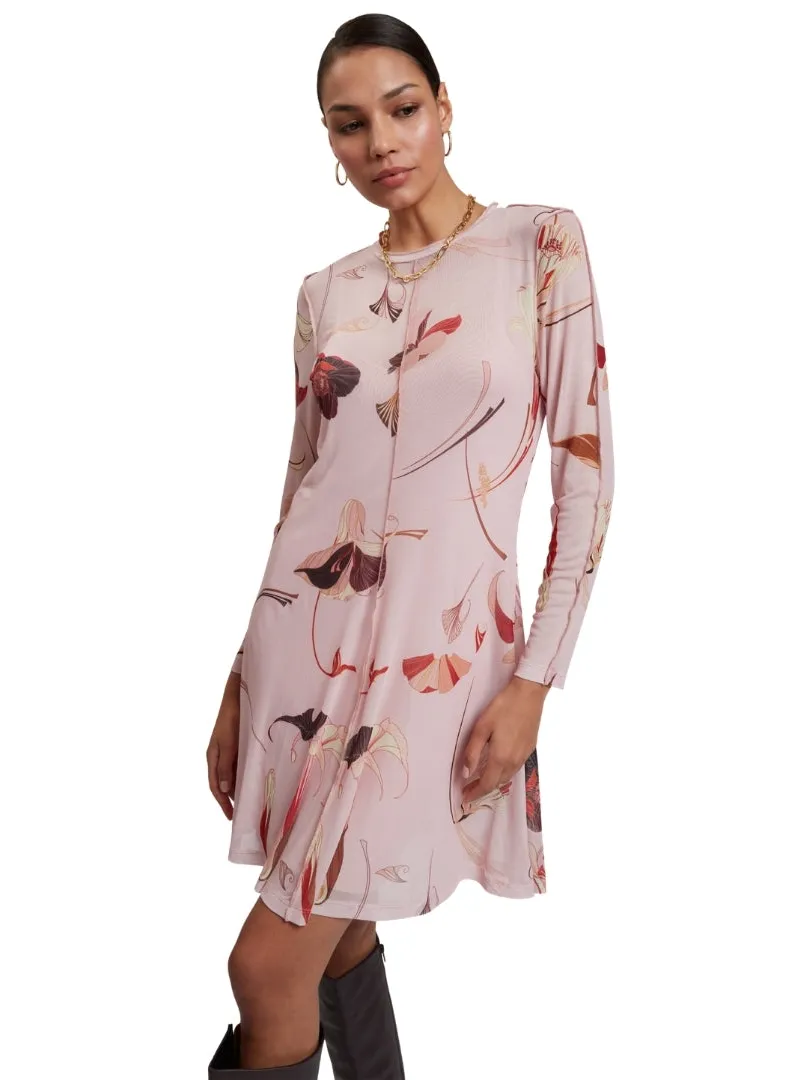 Ted Baker Midi-jurk Met Lange Mouwen Van Mesh In Lichtroze Oudroze