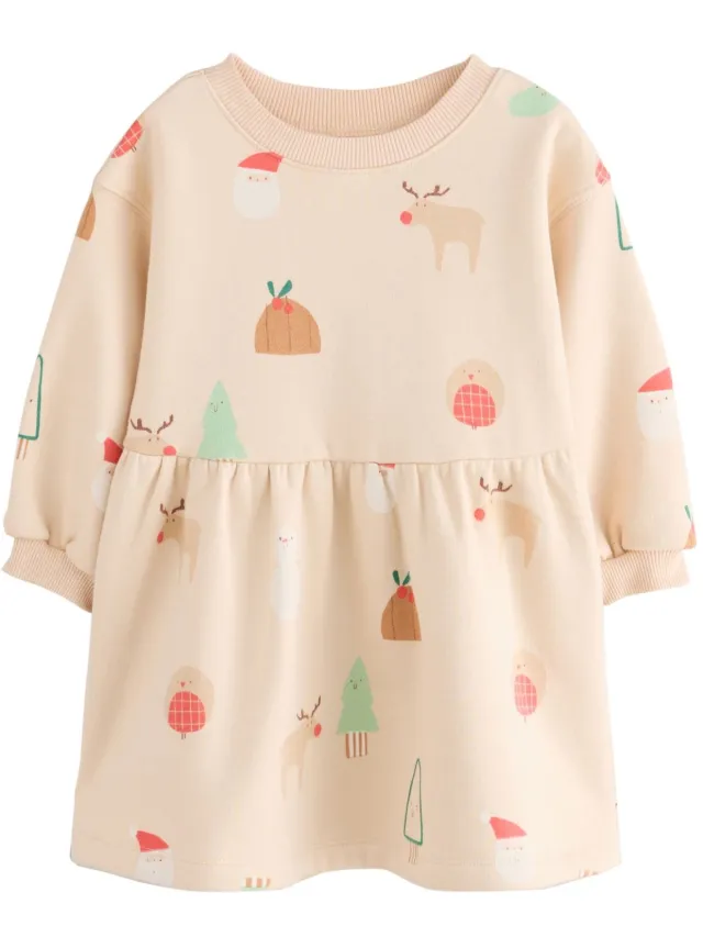 Next Meisjes - Sweaterjurk met lange mouwen - Naturel Ecru Christmas