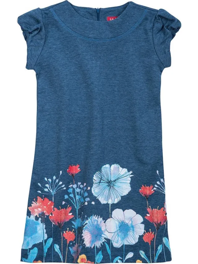 La V sweatstof jurk Megan Blauwe jean 164