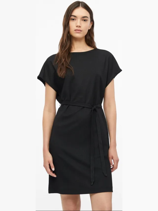 S.Oliver female - Gestructureerde jerseyjurk met een relaxte pasvorm zwart
