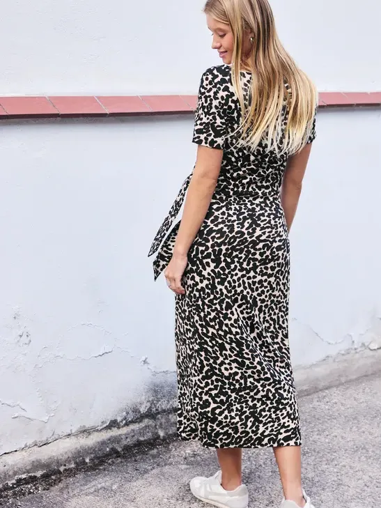 Street One Studio Midijurk met knoopdetail en luipaardprint zwart, foto 3
