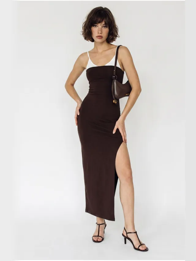 Bianco Lucci Midi-jurk Bruin