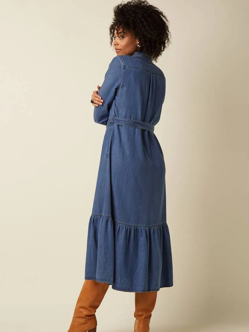 King Louie spijkerjurk met ceintuur - medium blue denim, foto 3