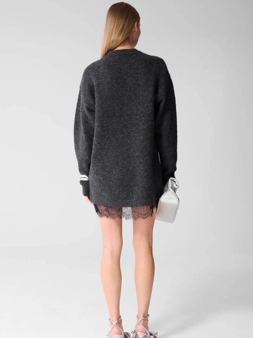 Shoeby korte gebreide jurk met wol - antraciet, foto 4