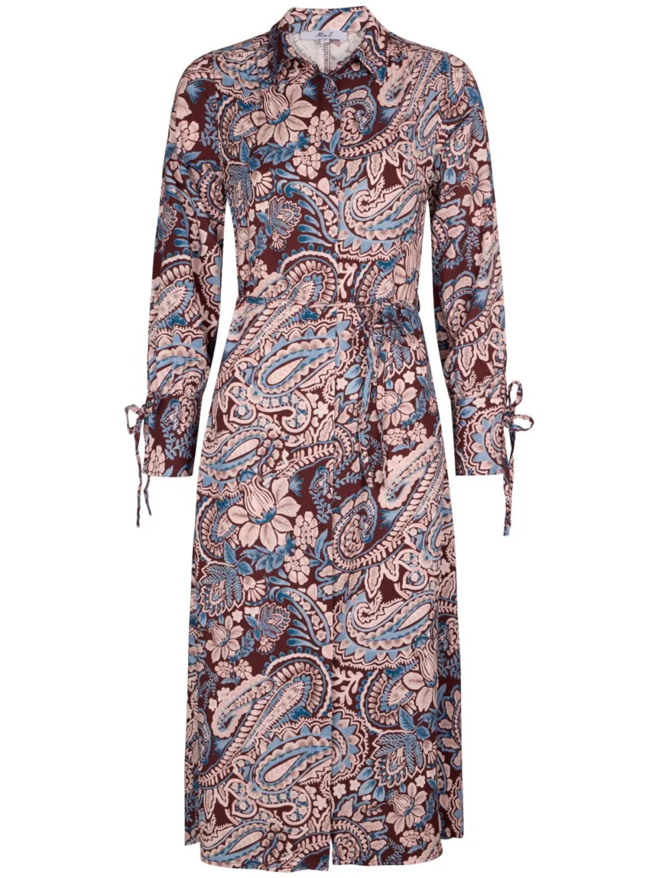 Miss Etam midi blousejurk met print - donkerrood/lichtroze/blauw