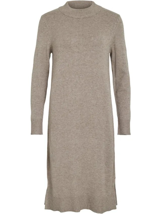 Vila VIRIL CREW NECK L/S MIDI DRESS - NOOS - Dames - Mini jurken Falcon/BLACK