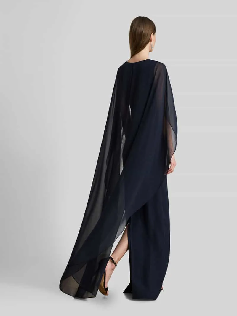 Lauren Ralph Lauren Vloeiende avondjurk met cape-detail donkerblauw, foto 3