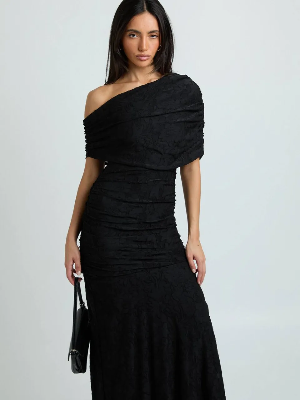 boohoo Dames Maxi-jurk Met Burnout En Gedrapeerd Detail zwart, foto 3