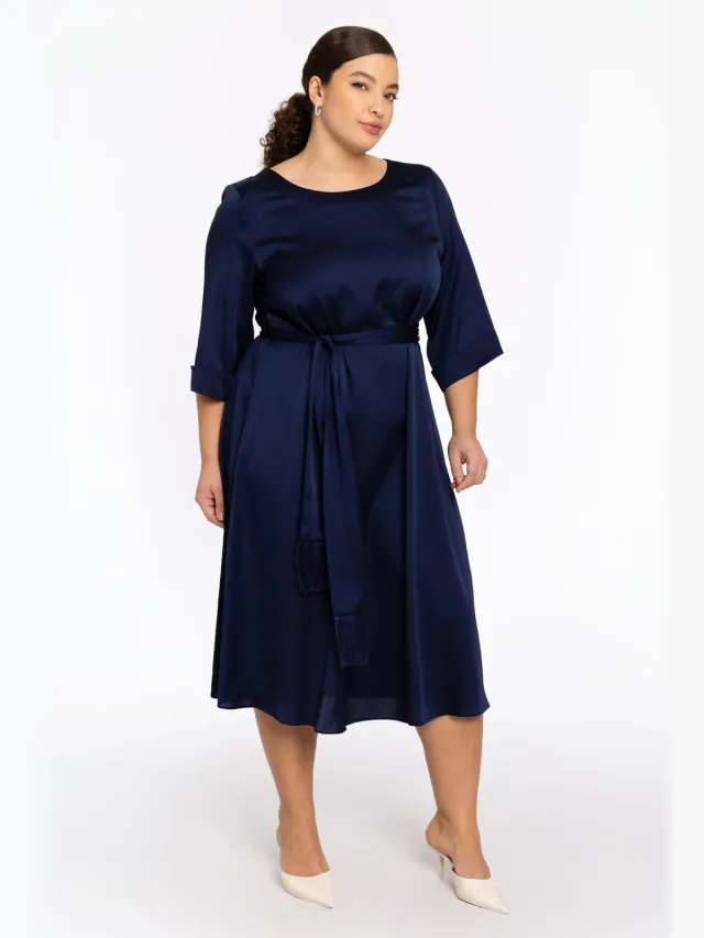 Yoek Jurk met ceintuur SATINI | Blauw