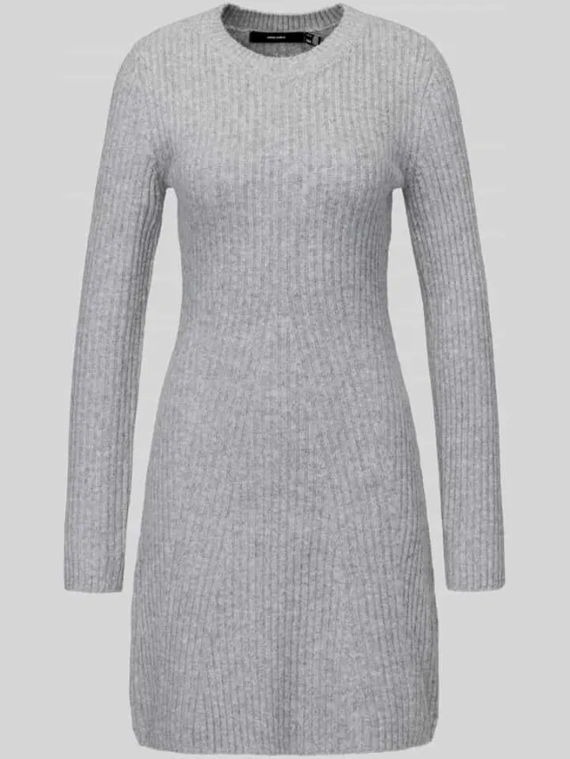 Vero Moda Regular fit tricotjurk met ronde hals model 'JOSANNA' middengrijs gemêleerd, foto 2