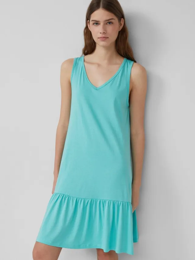 S.Oliver female - Korte jersey jurk met strikdetail op de rug aquamarijn