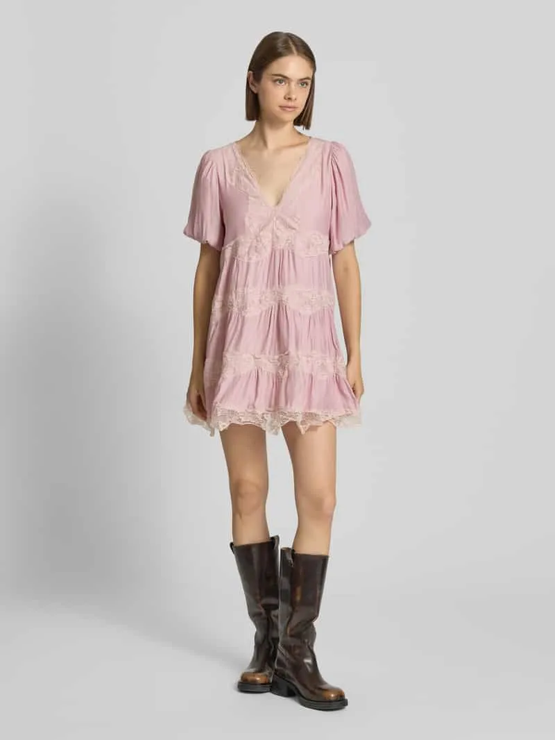 daisy street Regular fit mini-jurk met kant model 'Cotton Candy' roze, foto 5