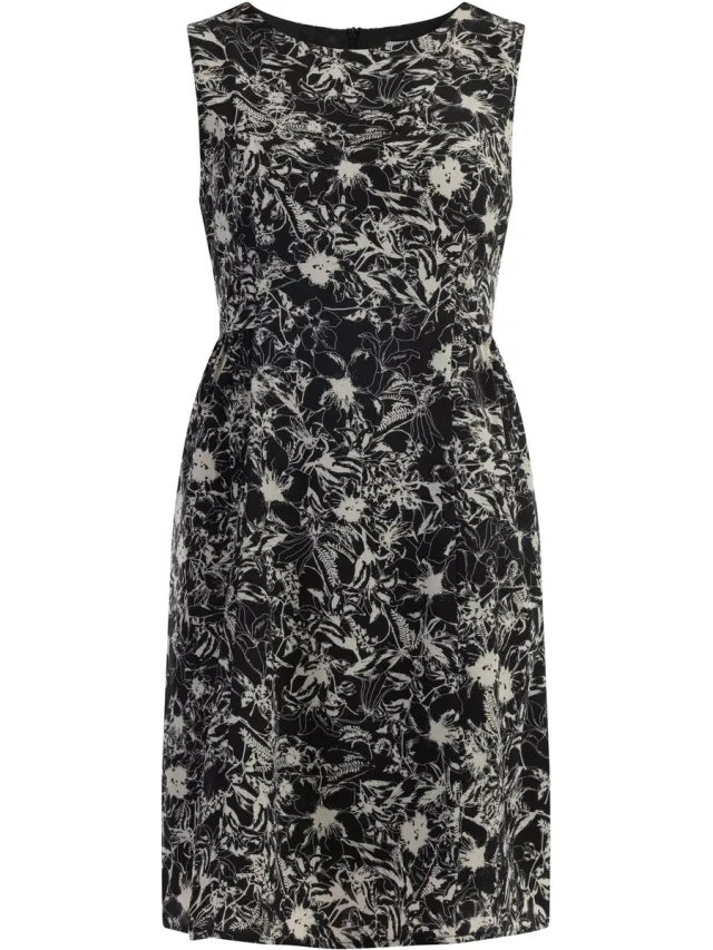 Usha Midi-jurk met retroprint Zwart Veelkleurig
