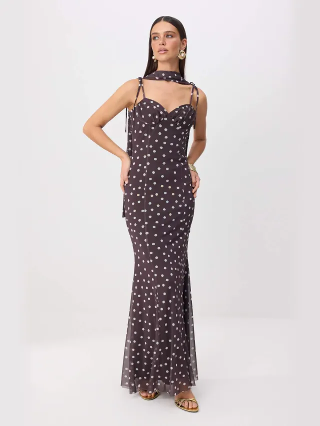 Trendyol TRENDYOLMİLLA Dames Bruin Effen Maxi Mouwloos Zeemeermin Avond & Gala Jurk