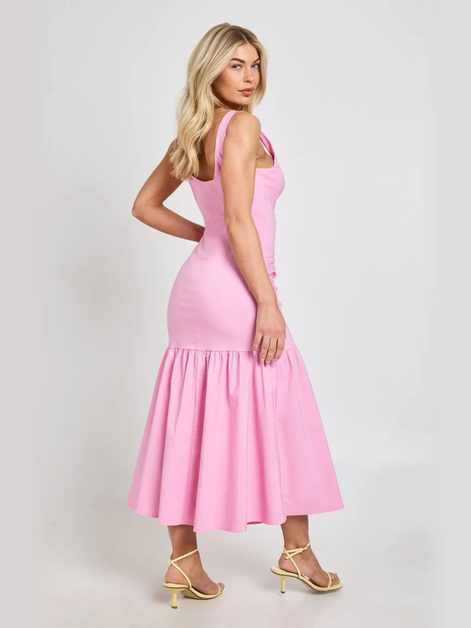 boohoo Dames Jurk Met Verlaagde Zoom Midaxi Fitted pastelroze, foto 2