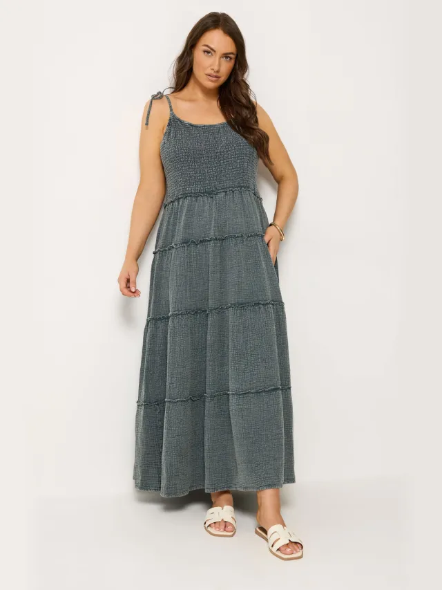 Yours Grijze Gelaagde Mousseline Jurk Grey