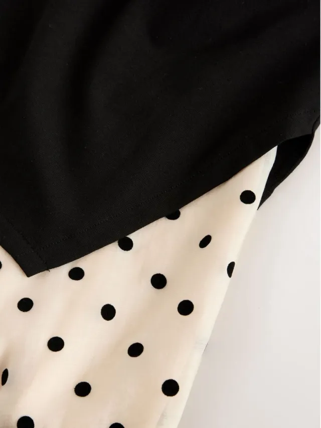 Next Dames - 2-in-1 midi-jurk met doorschijnende rok - Tall - Zwart