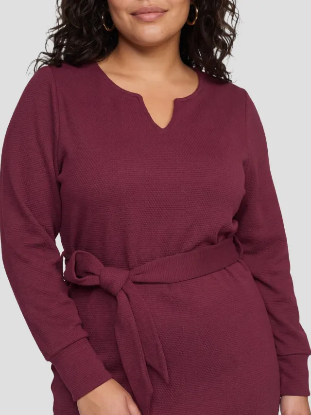 GREAT LOOKS midi jurk met textuur bordaux bordeaux, foto 4