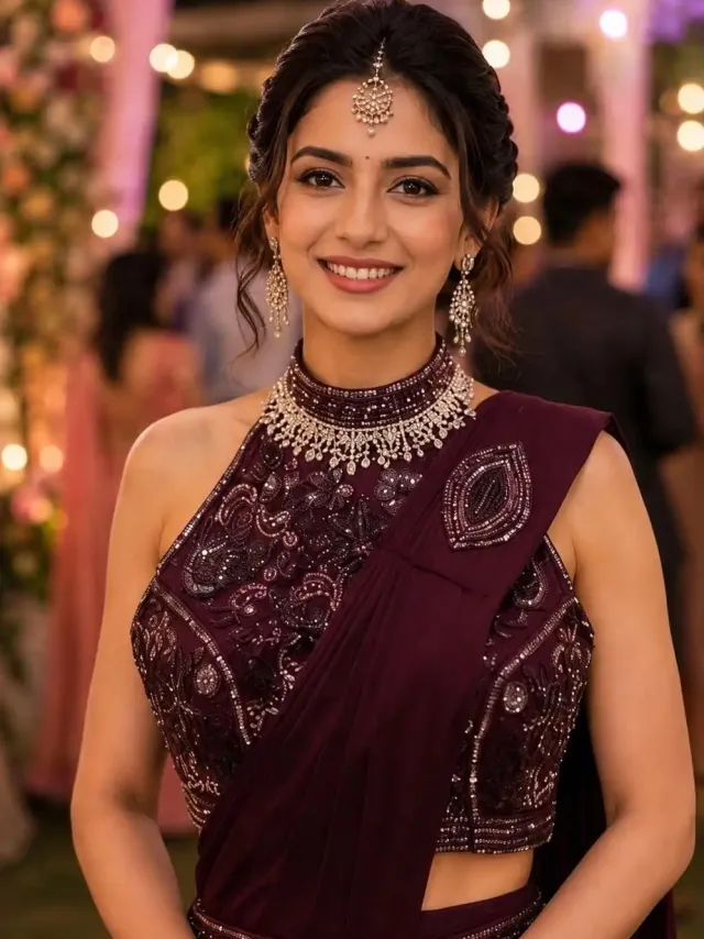 Simhera Threads Purple Ready-to-Wear Saree with Embellished Blouse