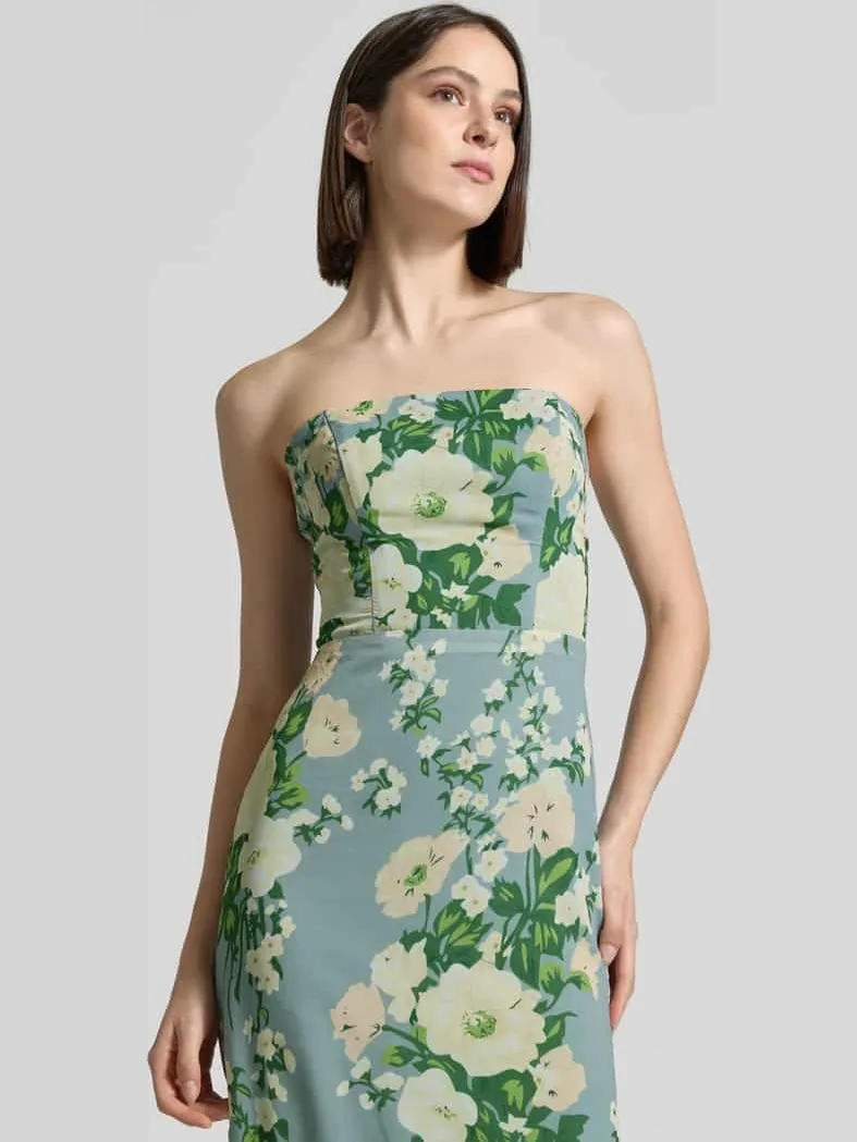 Mascara regular fit maxijurk met allover bloemenprint rietgroen, foto 4