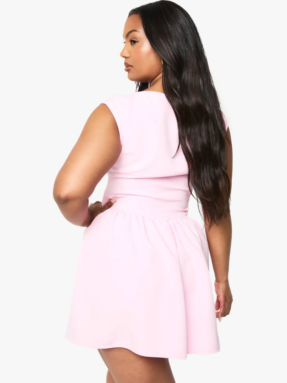 boohoo Dames PLUS SLASH NECK MINijURK baby roze, foto 2