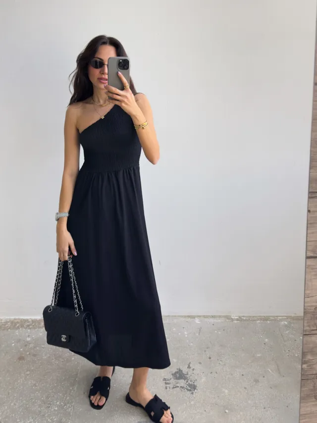 Trendyol TRENDYOLMİLLA Dames Zwart Effen Midi Mouwloos Casual Skater Jurken
