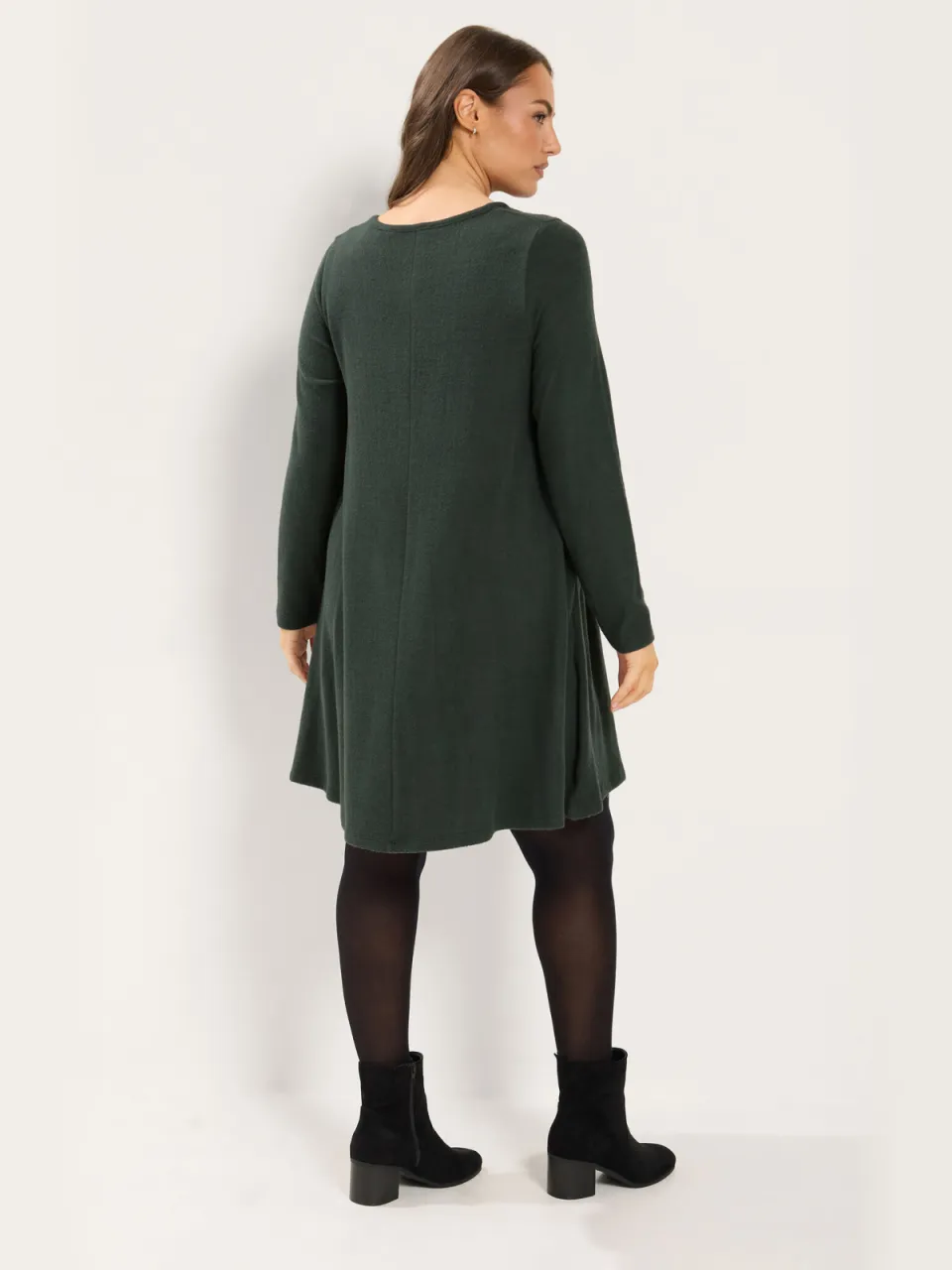 Yours Kaki Groene Gedrapeerde Henleyjurk Met Zakken, foto 3