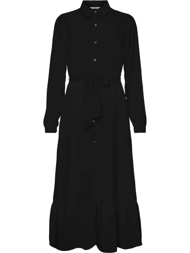 Only ONLALMA LIFE VIS EMILY SHIRT DRESS SOLID - Meisjes - Maxi jurken Black