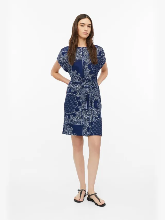 S.Oliver female - Gestructureerde jerseyjurk met een relaxte pasvorm donkerblauw