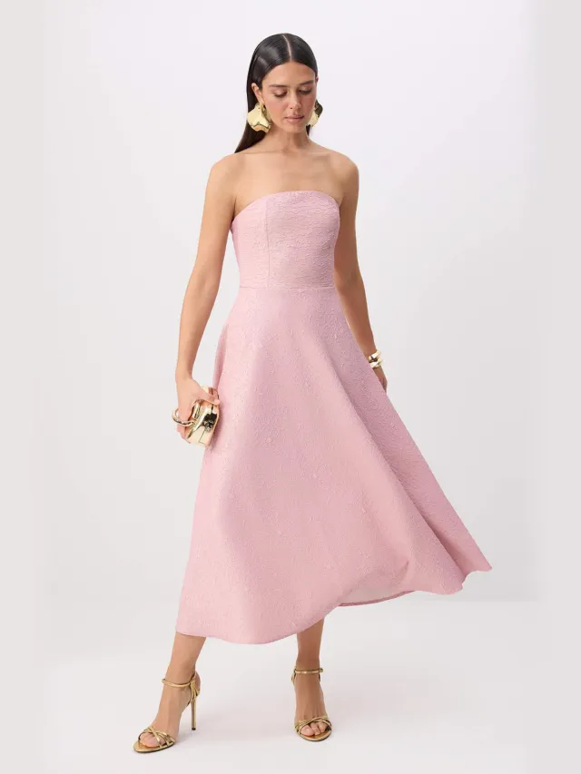 Trendyol TRENDYOLMİLLA Dames Roze Effen Midi Mouwloos Stijlvol/Avond Skater Jurken