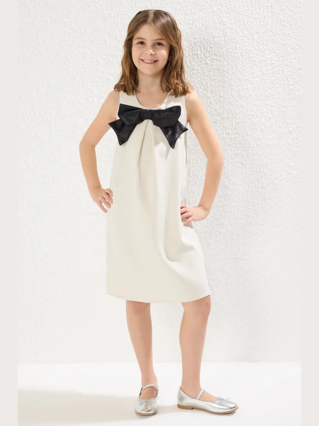 Turkishsouq Kinderjurkjes voor meisjes, effen, normaal model, met spaghettibandjes, casual, normaal model Ecru