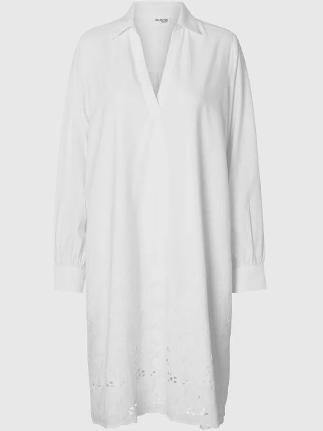 Selected Mini jurk Broderie Anglaise Bright White