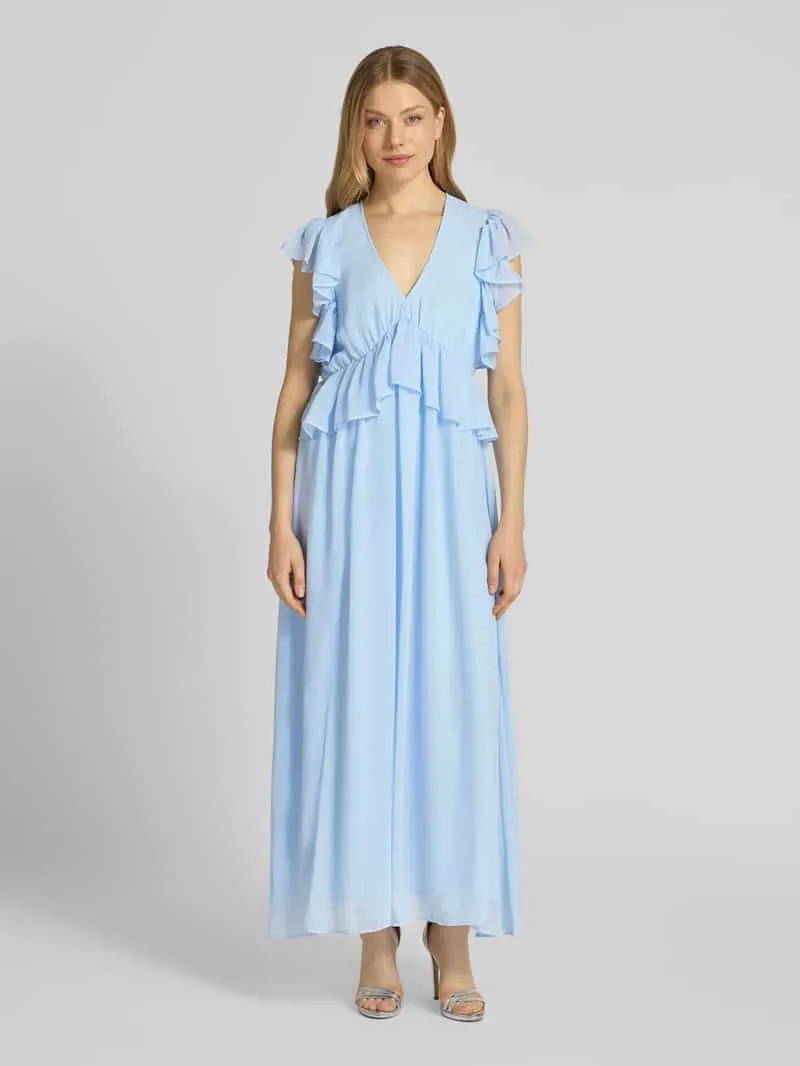 Yas cocktailjurk met volants model 'MUSSI' Lichtblauw