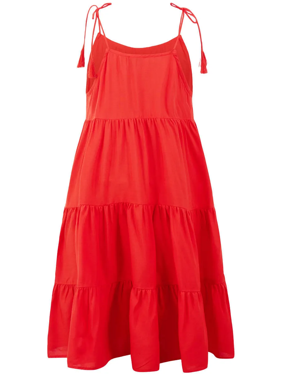 Shoeby Layer midi zomerjurk rood, foto 3