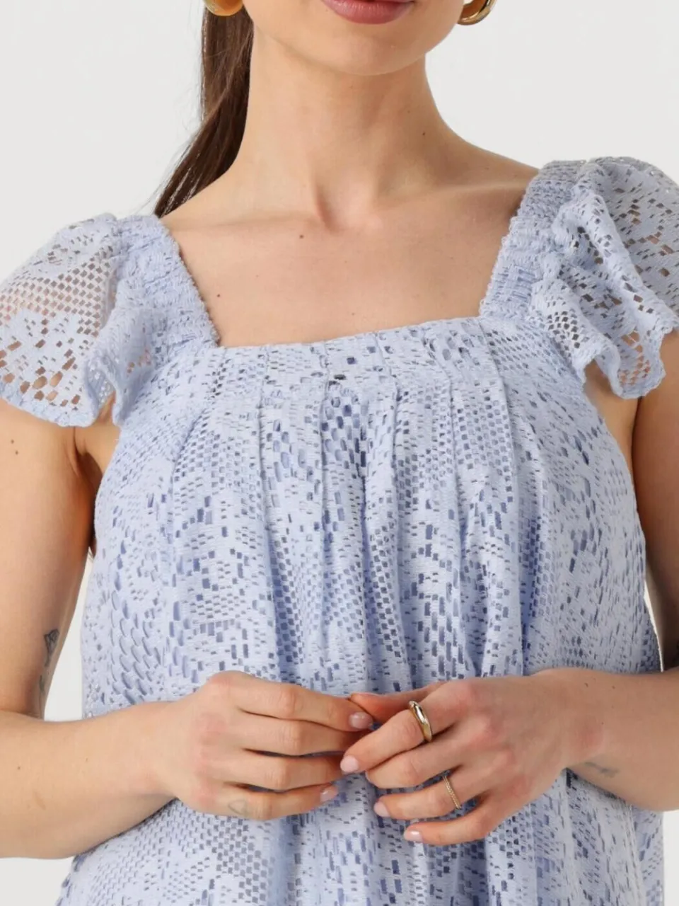 Lollys Laundry Dames Jurken Milanll Midi Dress Sl - Lichtblauw, foto 4