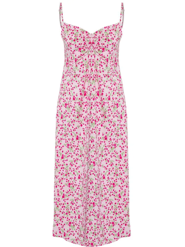 Turkishsouq Mouwloze maxi-jurk met bloemenprint voor dames, casual/dagelijks, A-lijn model Roze