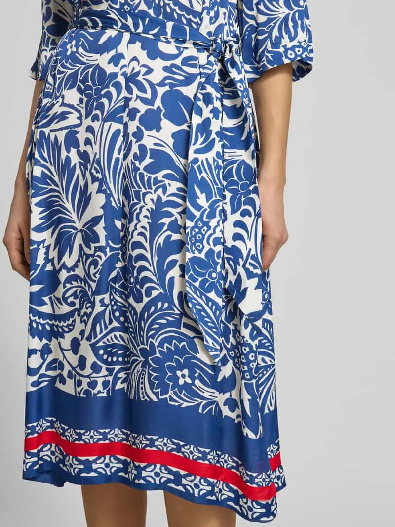 White Label Tuniekjurk van viscose met strikceintuur blauw, foto 4