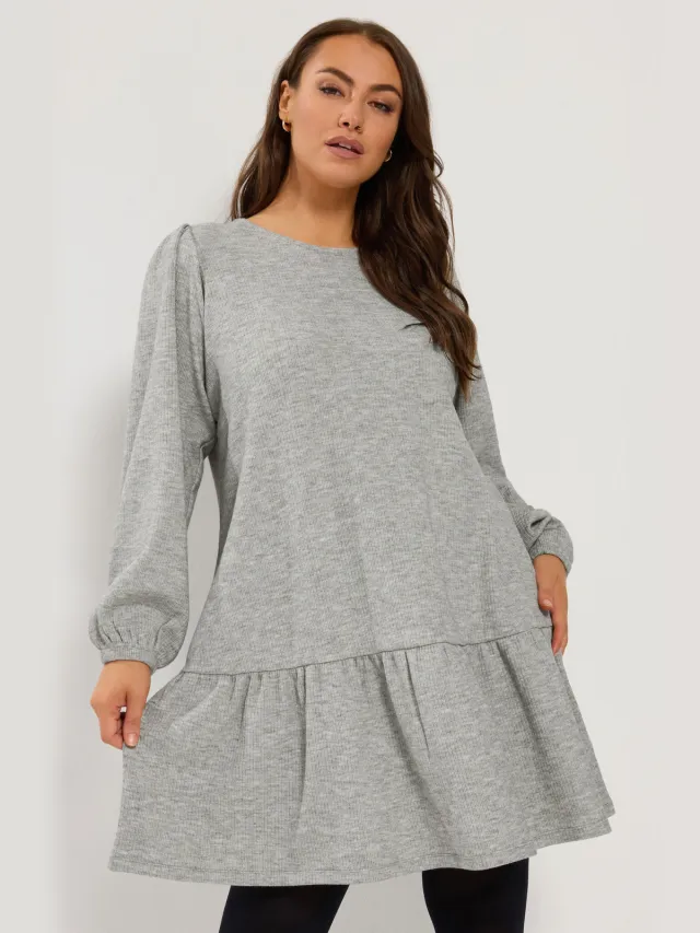 Yours Lichtgrijze Jurk Met Lage Taille Grey